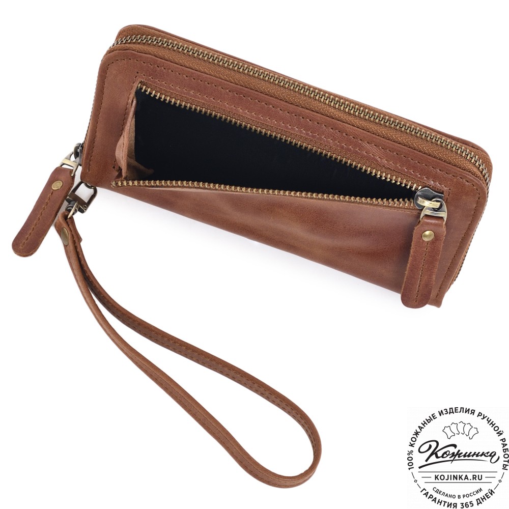  Кожаное портмоне Амстердам (рыжий антик)